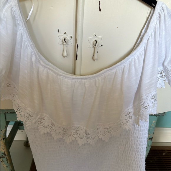 Paper Tee White Lace-Trimmed Top - Picture 1 of 5